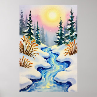 Winter Stream liggande Poster