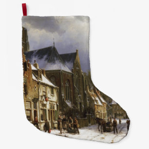 Winter Street Scene av Willem Koekkoek Stor Julstrumpa