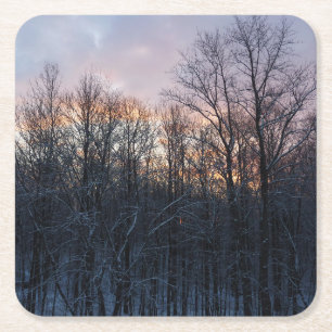 Winter Sunrise I Pastel Nature Ligcape Underlägg Papper Kvadrat