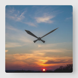 Winter sunset himlar fyrkantig klocka