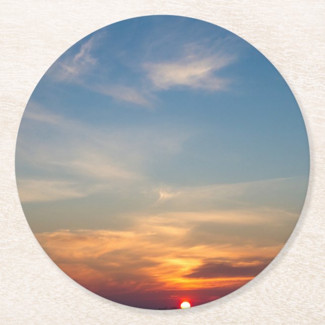 Winter sunset himlar underlägg papper rund (Framsidan)