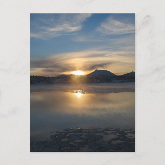 Winter Sunset i Aleknagik Vykort (Framsida)