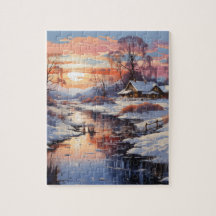 Winter Sunset i Land Puzzle