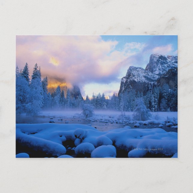 Winter Sunset in Yosemite National Park Vykort (Framsida)