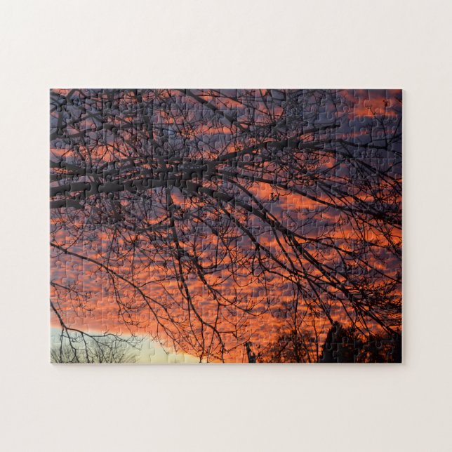 Winter Sunset Jigszle Puzzle Pussel (Horisontell)
