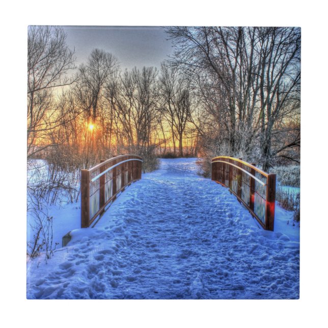 Winter Sunset-scen Kakelplatta (Framsidan)