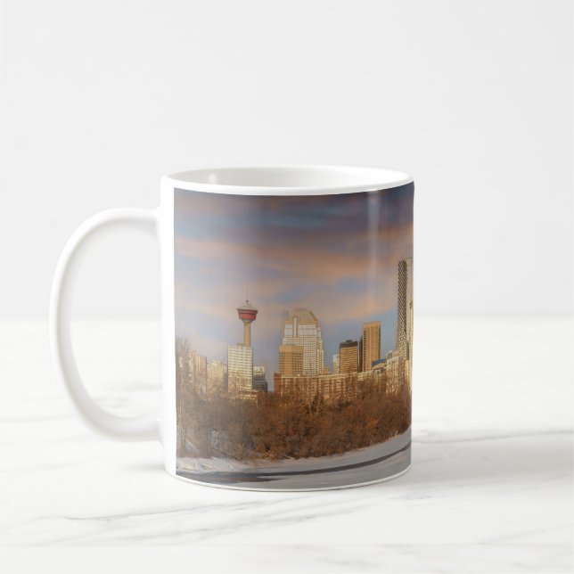 Winter Sunset Scene vid Calgary Skyline Kaffemugg (Vänster)