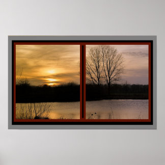 Winter Sunset Scenia Window Poster
