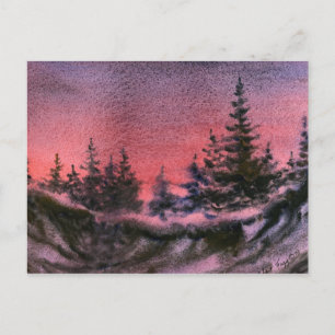 "Winter Sunset" vykort för Land-vägar