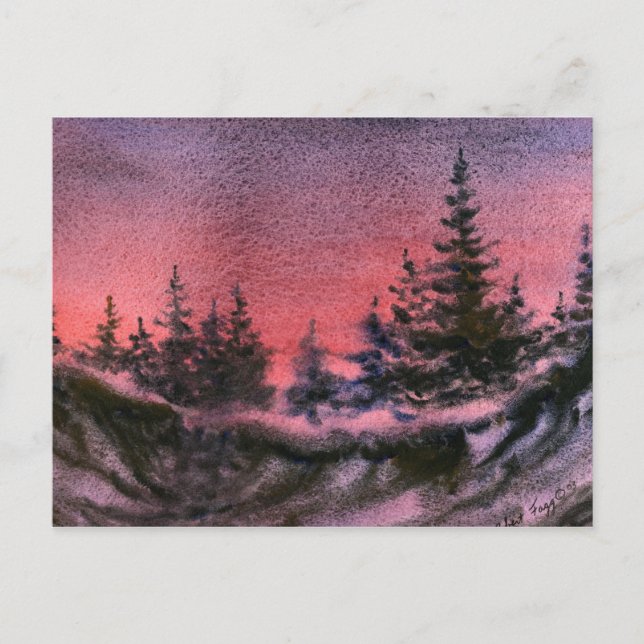 "Winter Sunset" vykort för Land-vägar (Framsida)