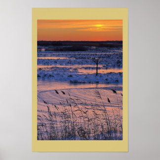 Winter Sunset Waterscape Poster