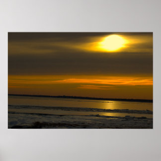 Winter Sunset Waterscape Poster