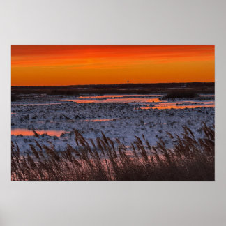 Winter Sunset Waterscape Poster
