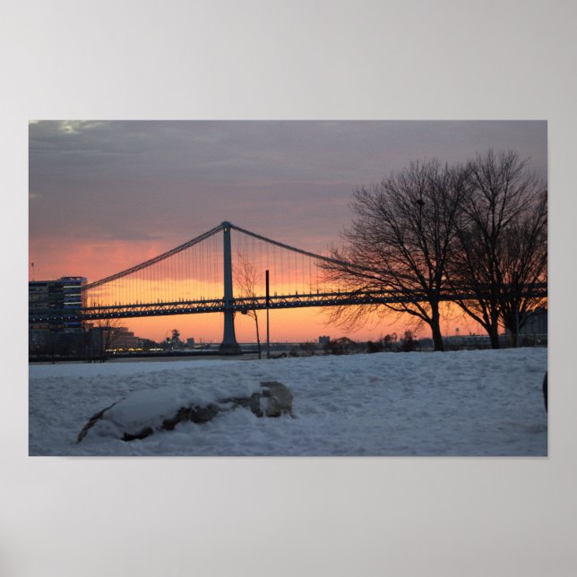 Winter Sunset with Bridge Poster (Framsidan)