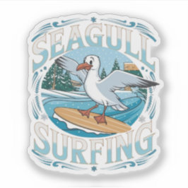 Winter Surfer Fiskmås, Fiskmås Surfing, Fiskmås T Klistermärken