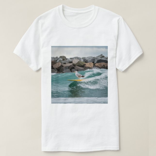 Winter Surfer Fiskmås, Fiskmås Surfing, Fiskmås T Shirt (Design framsida)