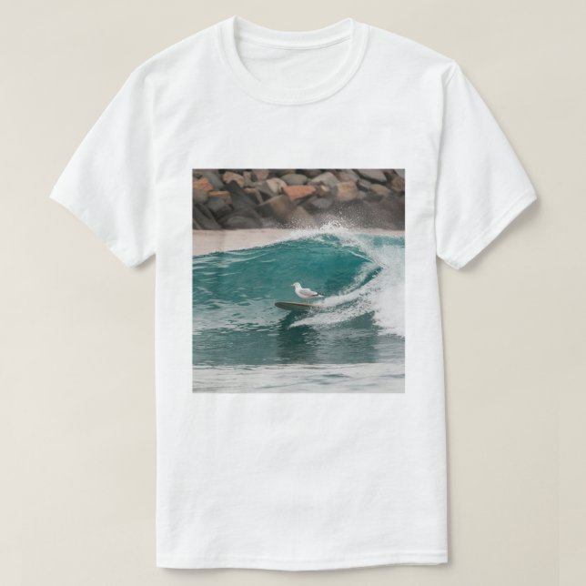 Winter Surfer Fiskmås, Fiskmås Surfing, Fiskmås T Shirt (Design framsida)