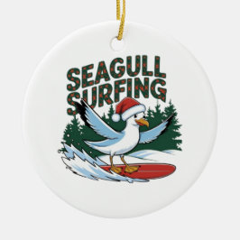 Winter Surfer Fiskmås, jul Fiskmås Julgransprydnad Keramik
