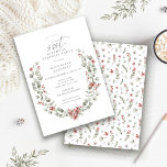 Winter Surprises Party Greenery 21:a födelsedagen Inbjudningar<br><div class="desc">Den moderna gröntens vattenfärg Boho botanical ram accentueras med små poinsettiablommor.</div>