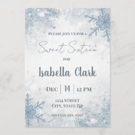 Winter Sweet Sixteen Invitation – Soft Snowflakes Inbjudningar