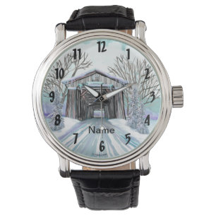 Winter-täckt bro armbandsur