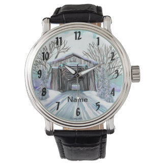 Winter-täckt bro armbandsur
