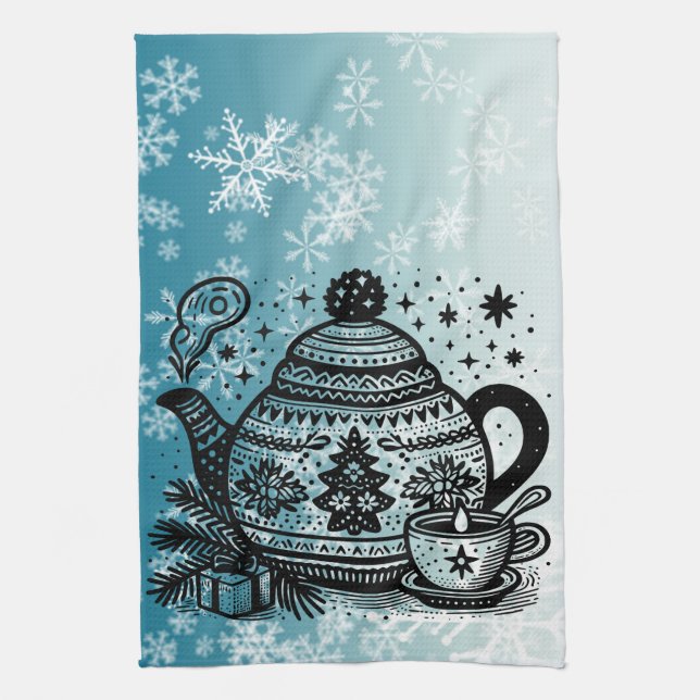 Winter Tea Kettle Kökshandduk (Vertikal)