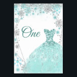 Winter Teal Silver Snowflake Quinceañera Bordsnummer<br><div class="desc">Bordsnumret Winter Teal Silver Snowflake Quinceañera</div>