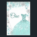 Winter Teal Silver Snowflake Quinceañera Bordsnummer<br><div class="desc">Bordsnumret Winter Teal Silver Snowflake Quinceañera</div>