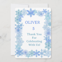 Winter Thank You Card, Minimalist Snowflake Thank  Tack Kort