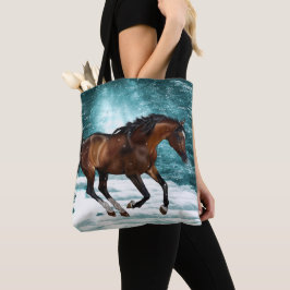 Winter Theme Galloping Arabian Horse Tygkasse