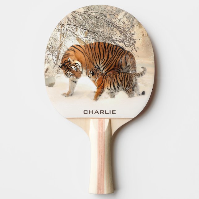 Winter Tigers anpassningsbar monogram ping pong pa Pingisracket (Framsidan)