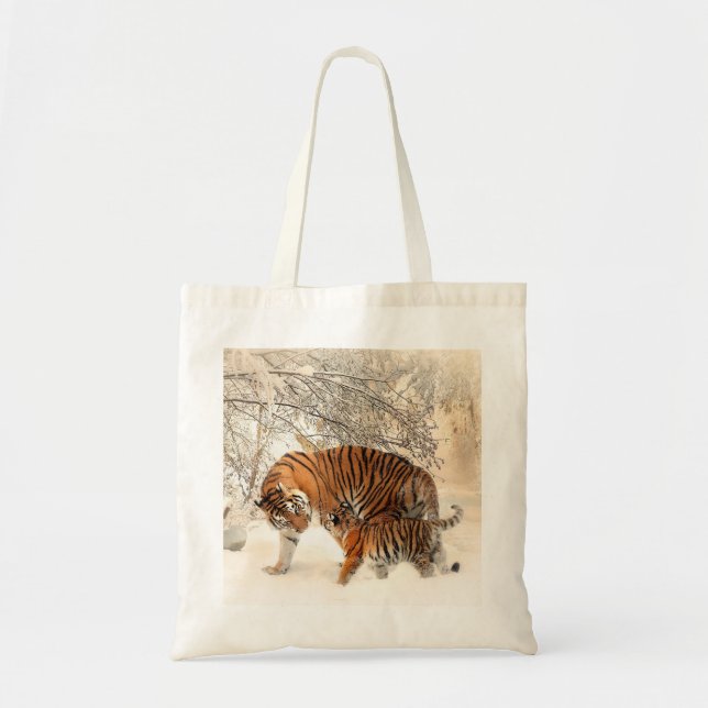 Winter Tigers anpassningsbar tote bags Tygkasse (Framsidan)