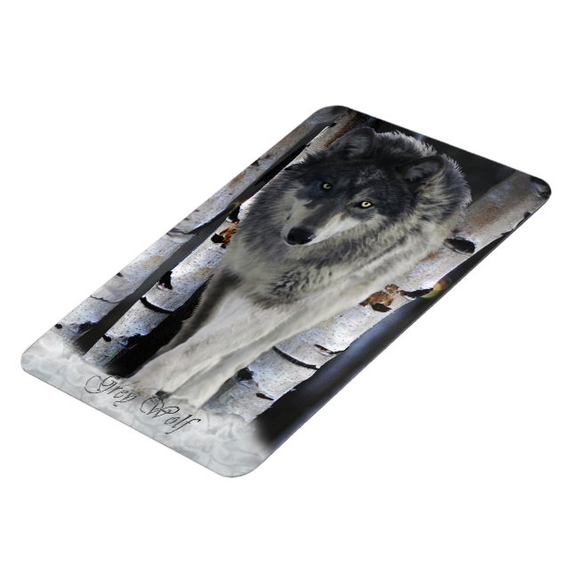 Winter Timber Varg Wildlife Art Premium Magnet (Vänstra Sidan)