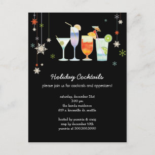 Winter Toast Roligt Helgdag Cocktail Party Vykort