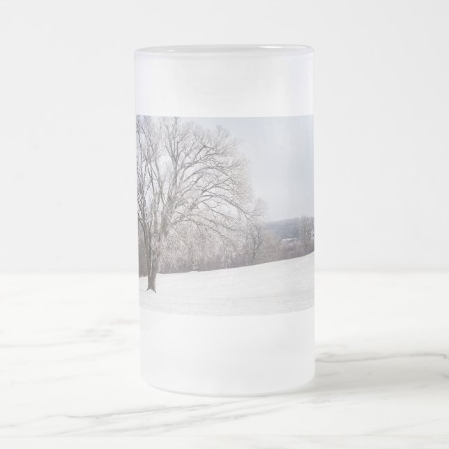 Winter Träd Frosted Glass Beer Mugg (Center)