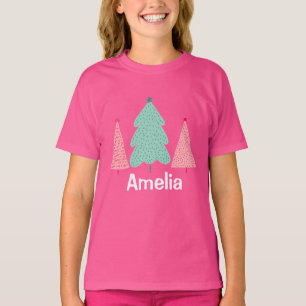 Winter Träd Girls Kids Personlig Namn T Shirt
