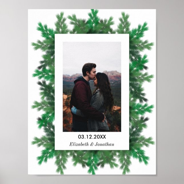 Winter Träd Grenar Photo Bröllop Poster (Framsidan)
