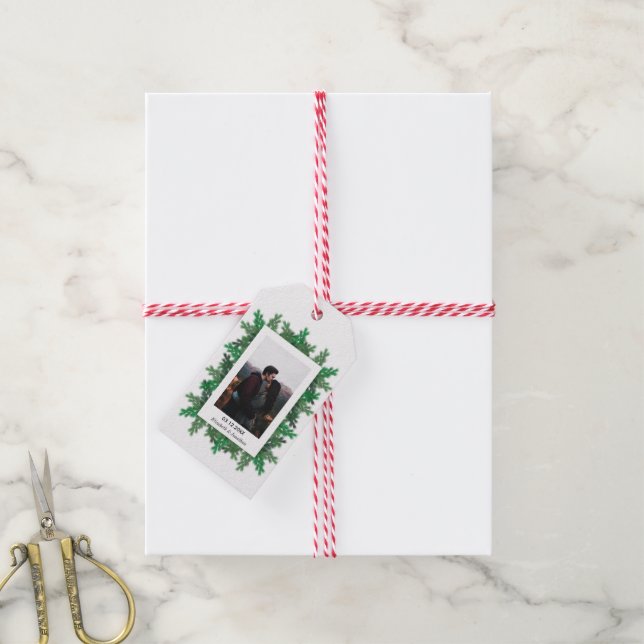 Winter Träd Grenar Photo Bröllop Presentetikett (Med Snöre)