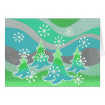 Winter Träd grönt hälsning-kort