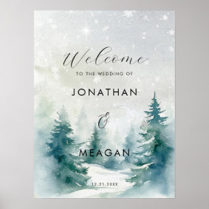 Winter träd helgdag välkomsttecken bröllop poster
