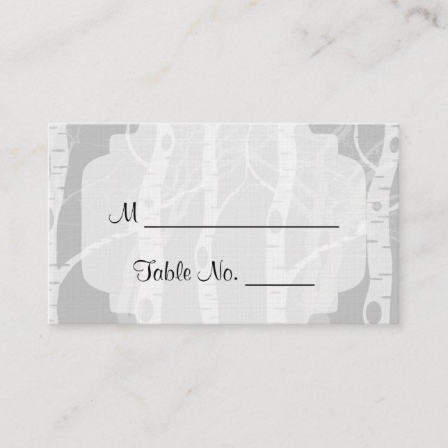 Winter Träd i Grått Bröllop Place Cards Placeringskort (Framsida)
