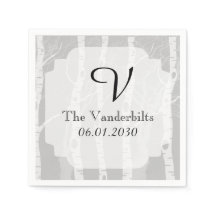 Winter Träd i Grått Monogram Bröllop