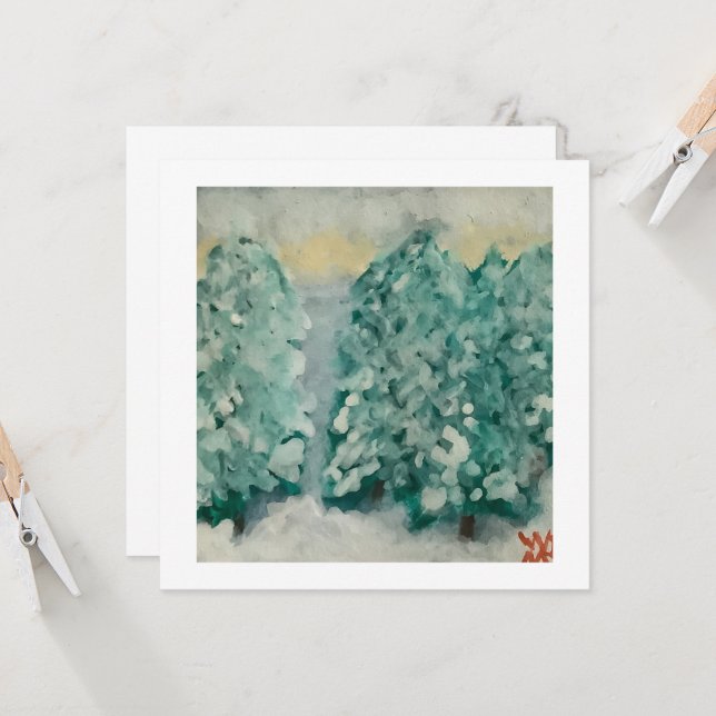 Winter Träd i Snö Kort (Fram/Back In Situ)