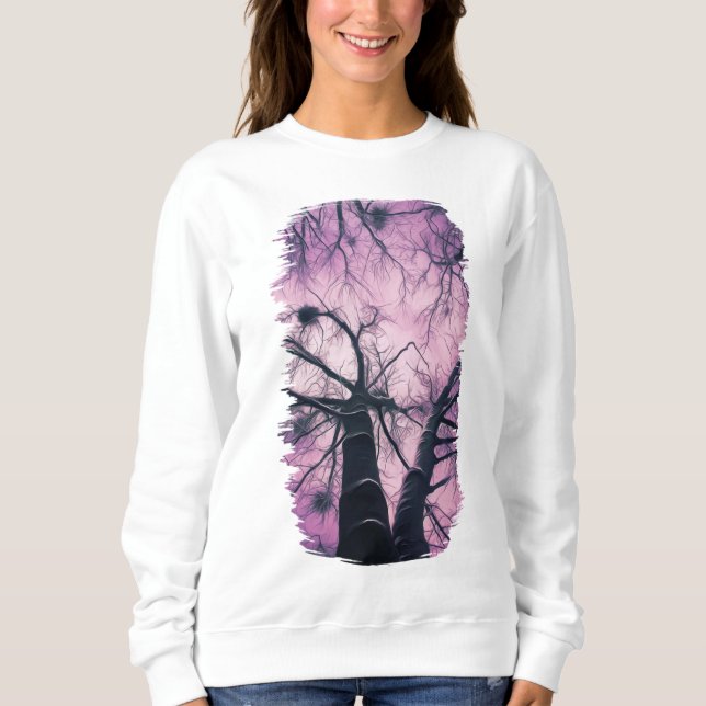 Winter Träd Lila Stylized T Shirt (Framsida)