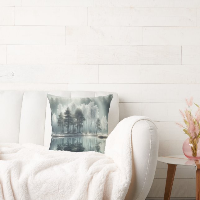 Winter Träd med Sjö reflektion Kudde (Soffa)