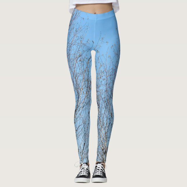 Winter Träd mot Blå himmel Leggings (Framsida)