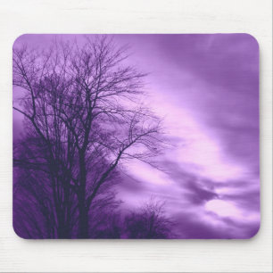 Winter Träd och Himlar i Lila Mousepad Musmatta