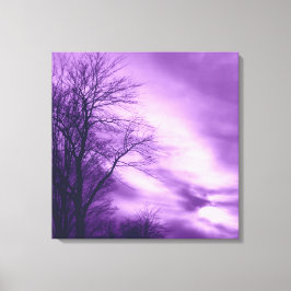 Winter Träd och Himlar i Lila Wrapped Canvas