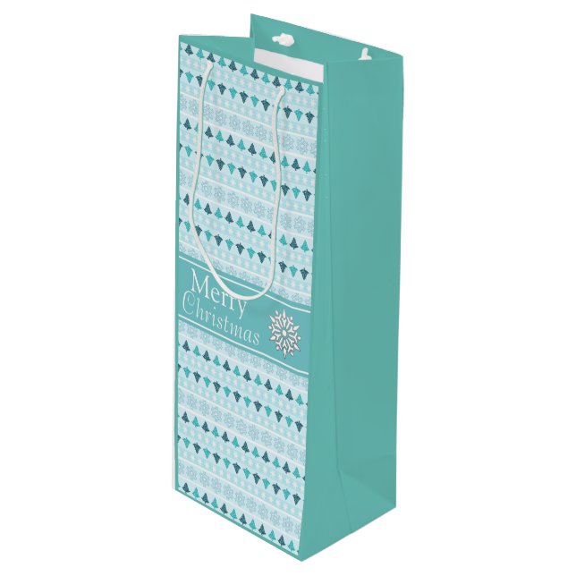 Winter Träd och Snöflingor Mönster Blue (Framsidan Vinklad)